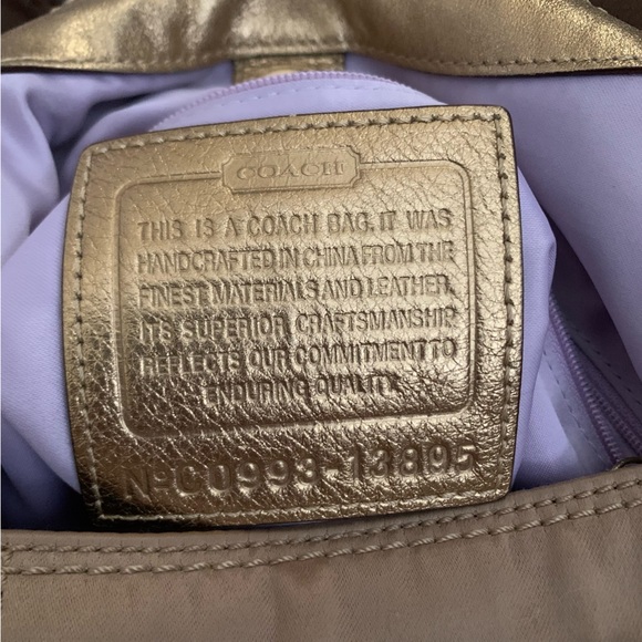 Coach Maggie Madison Gold Bronze Crinkled Leather Hobo Bag 13895 - Picture 7 of 16